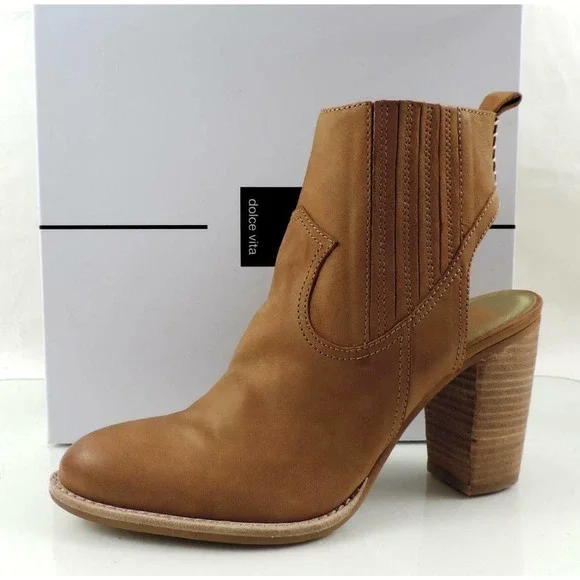 Dolce Vita Jasper Cutout Open Heel Booties Saddle Nubuck Size 10 - Picture 4 of 8